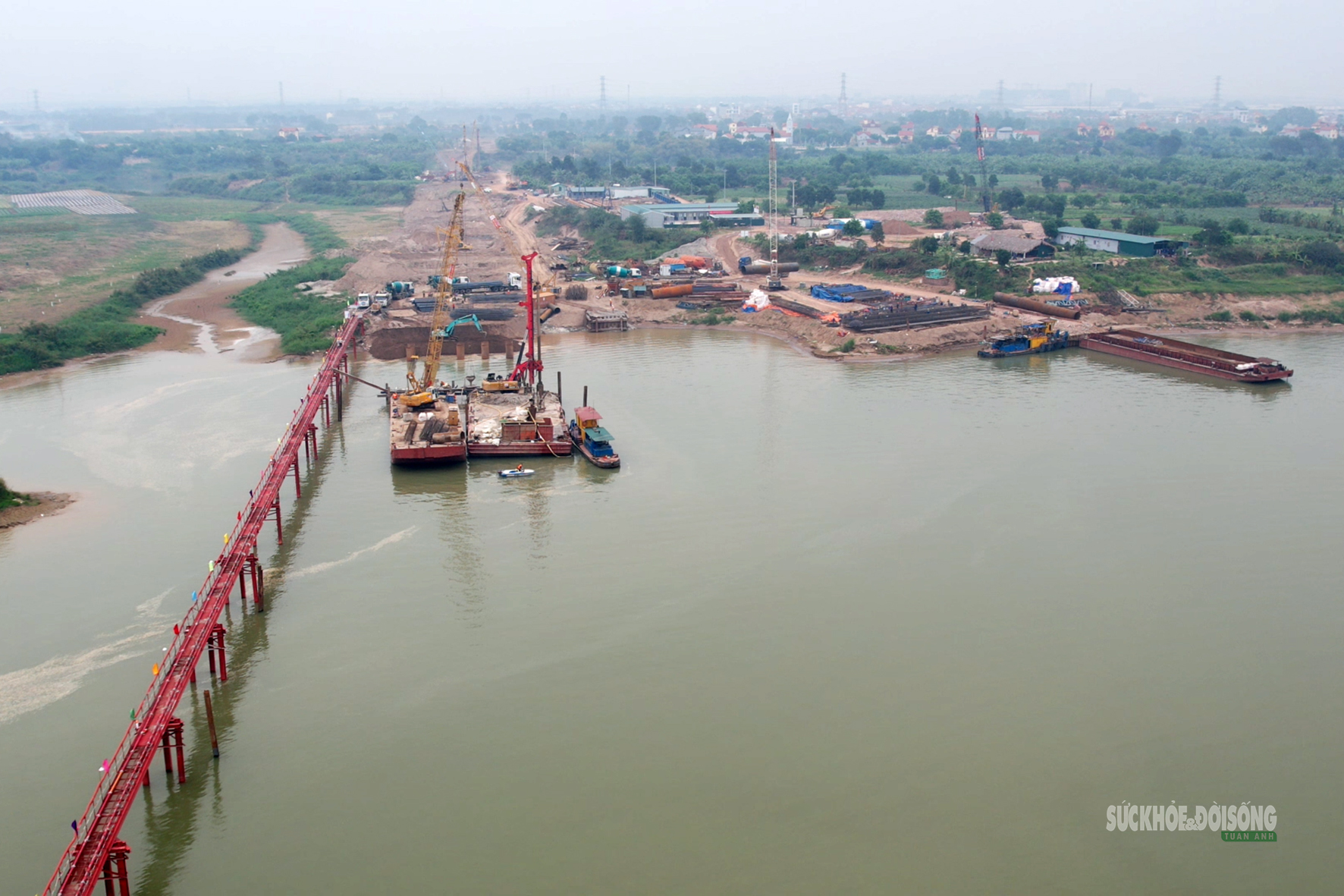 Đại công trường cầu Thượng Cát tăng tốc, quyết cán mốc trước mùa lũ- Ảnh 2.