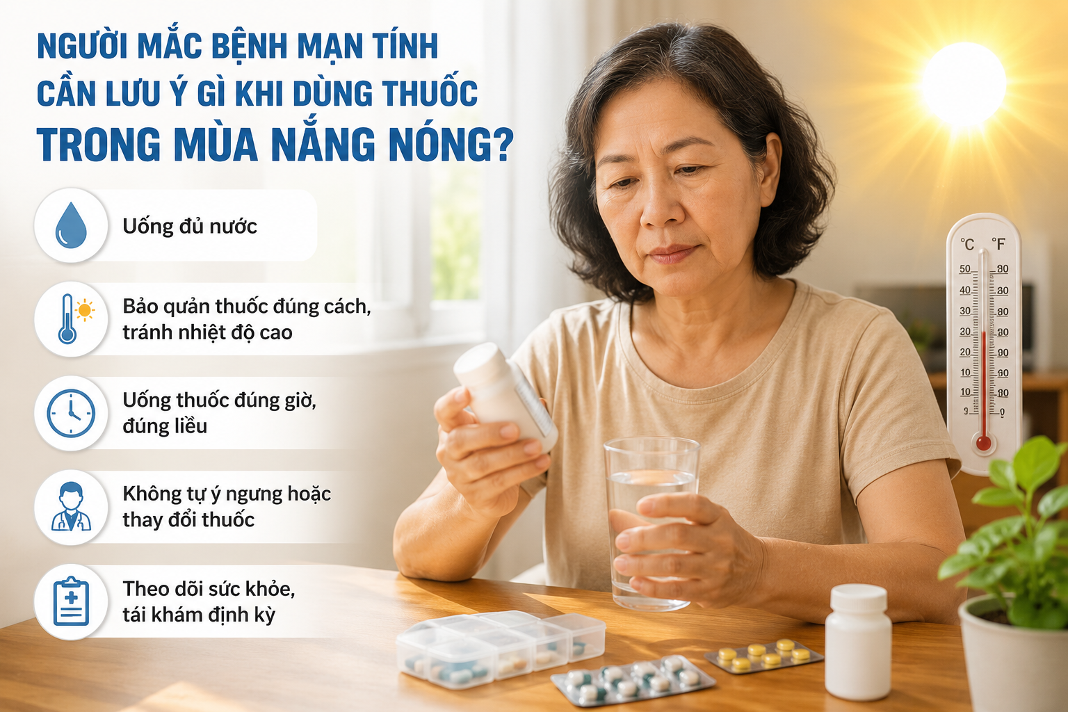 Nắng nóng có thể làm tăng nguy cơ tác dụng phụ thuốc ở người bệnh mạn tính- Ảnh 2.