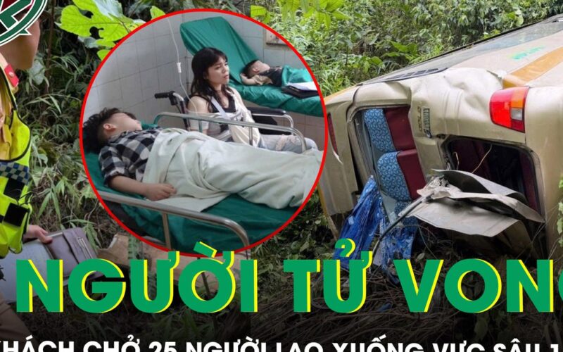 Xe khách chở 25 người lao xuống vực sâu 100m, 2 người tử vong, nhiều người bị thương