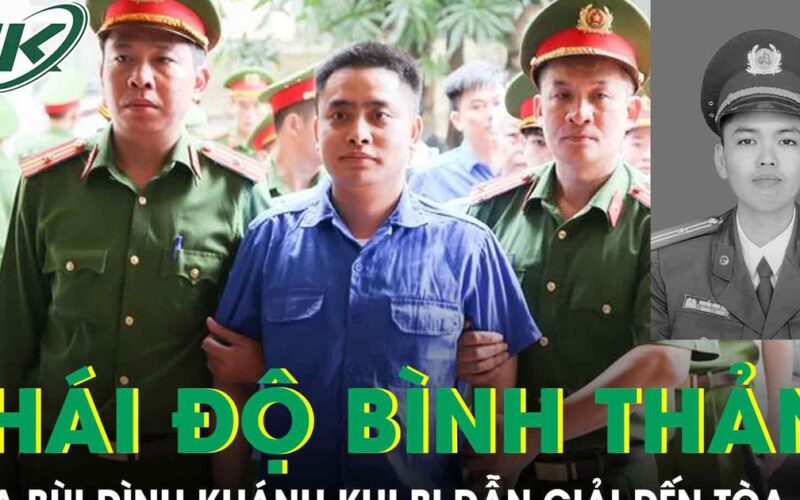 Thái độ bình thản khi bị dẫn giải đến tòa của Bùi Đình Khánh, đối tượng nổ súng khiến Thiếu tá công an hy sinh
