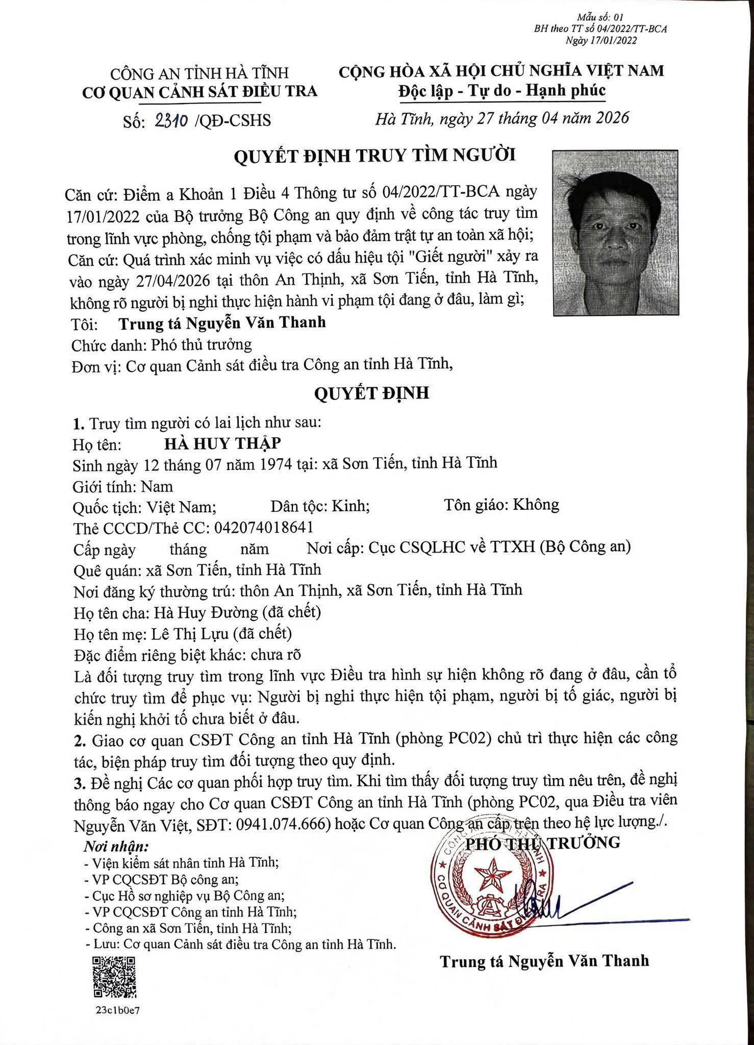 Truy tìm nghi phạm liên quan vụ án mạng khiến một phụ nữ tử vong- Ảnh 2. Truy tìm nghi phạm liên quan vụ án mạng khiến một phụ nữ tử vong- Ảnh 2.