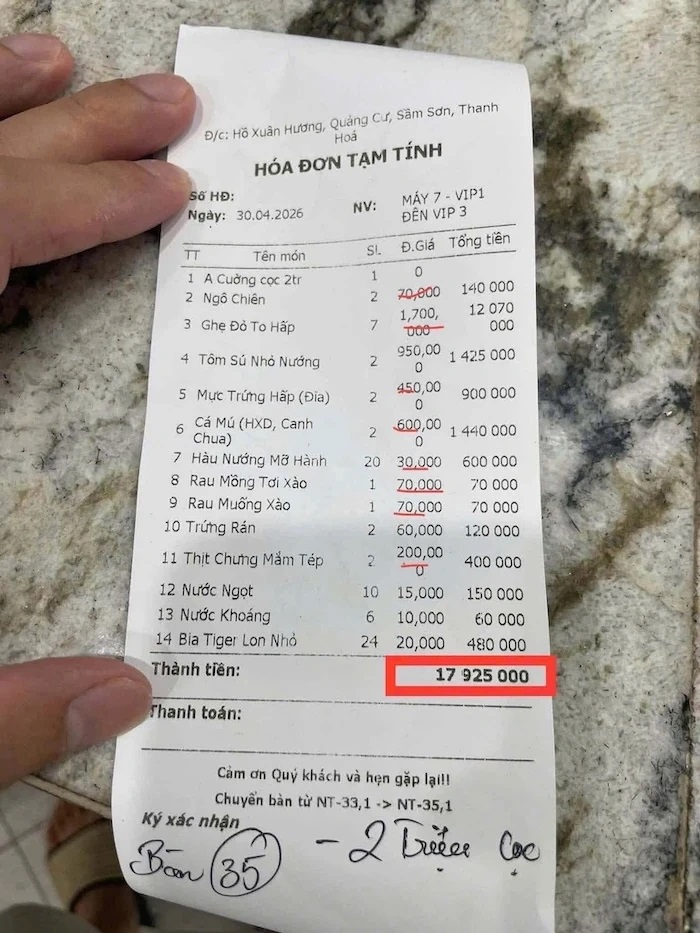 Người trong cuộc nói gì về hóa đơn gần 18 triệu đồng tại Sầm Sơn?- Ảnh 2.